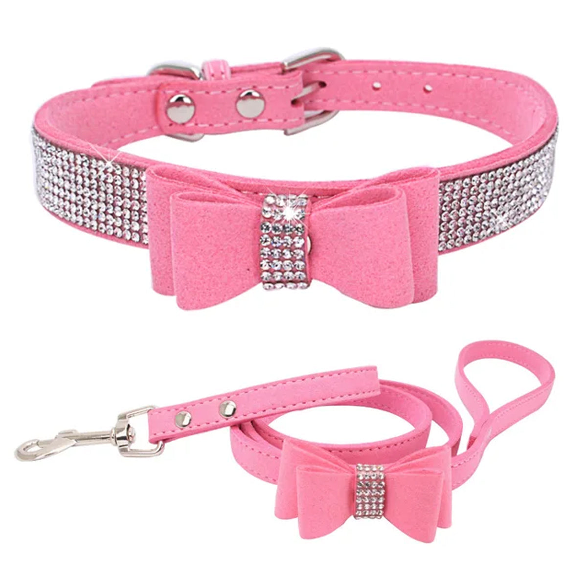 Shiny Rhinestone Dog Collar Set