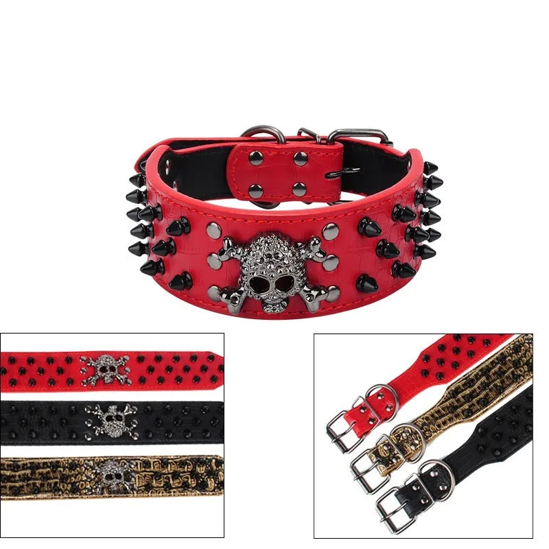 Spiked Studded Leather Bullet Rivets Dog Collar
