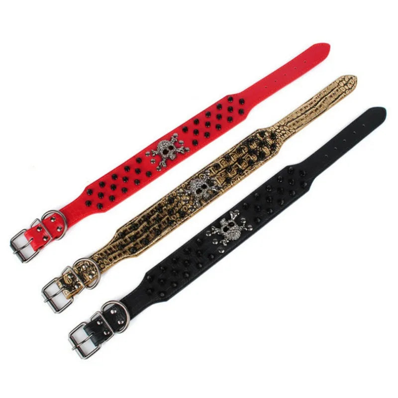 Spiked Studded Leather Bullet Rivets Dog Collar