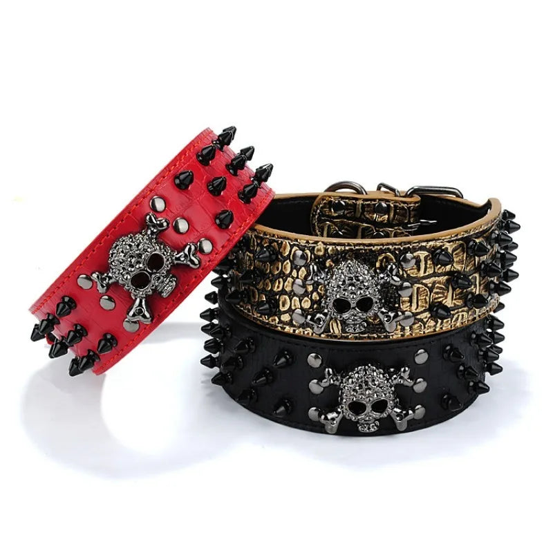 Spiked Studded Leather Bullet Rivets Dog Collar