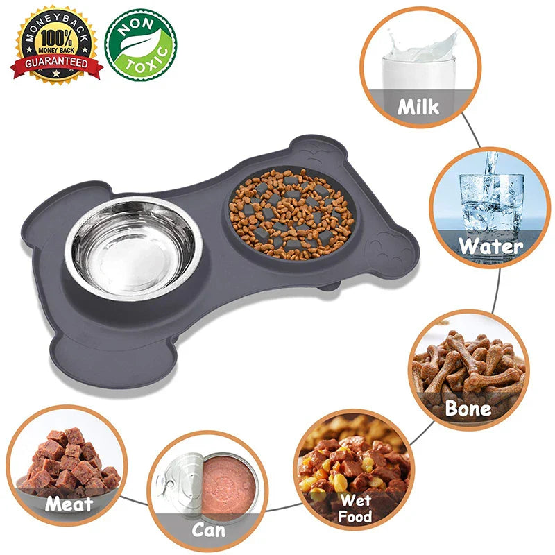 Stainless Steel Slow Feeder Bowl For Pets