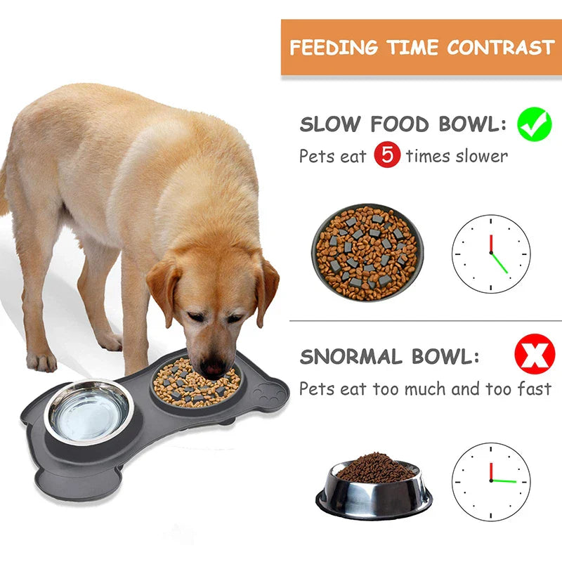 Stainless Steel Slow Feeder Bowl For Pets