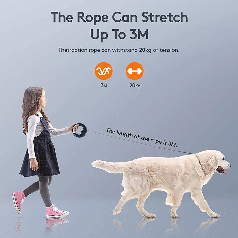 Durable LED-USB Retractable Dog Leash