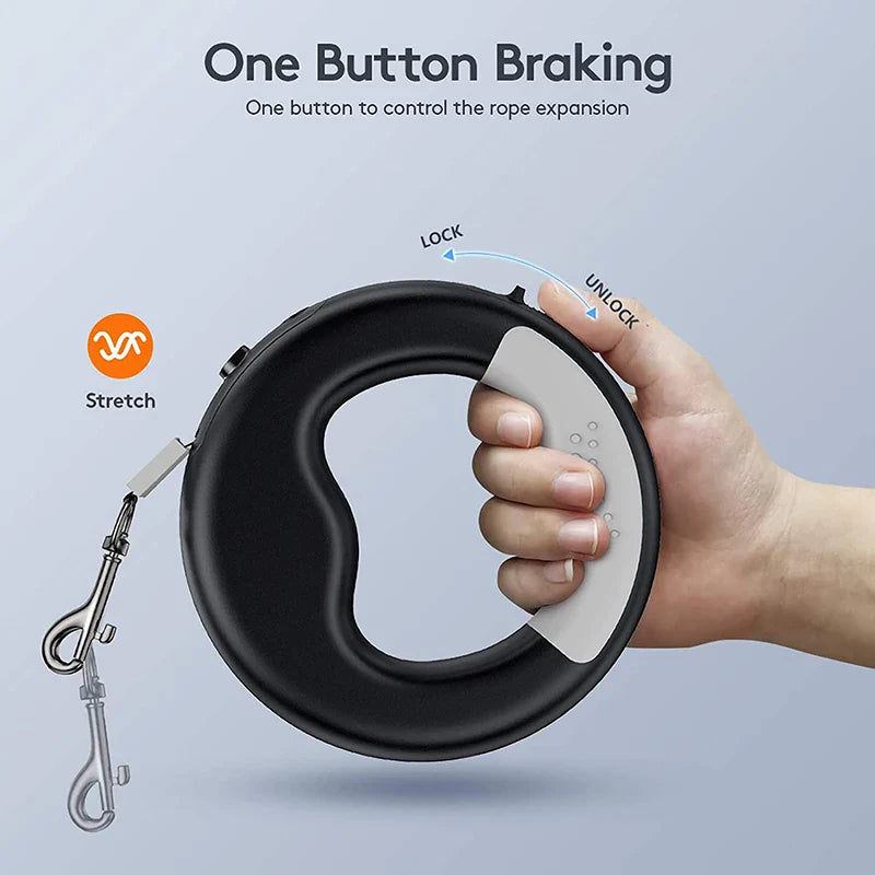 Durable LED-USB Retractable Dog Leash