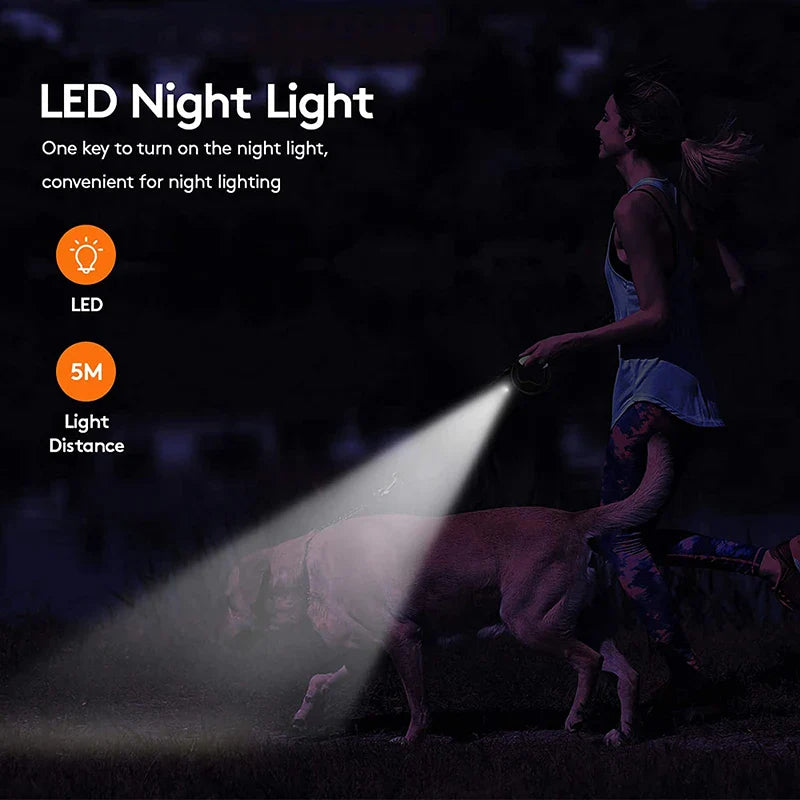 Durable LED-USB Retractable Dog Leash