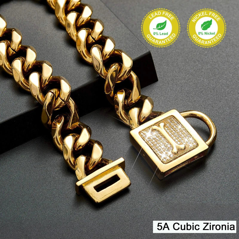Gold Dog Cuban Chain Collar