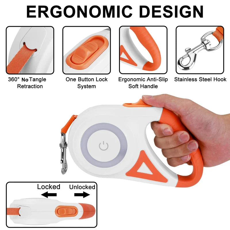 LED Retractable Dog Leash for All Breeds