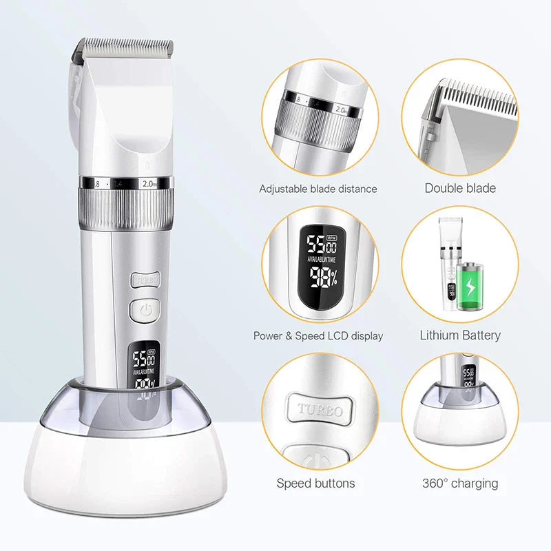 Cordless Dog Trimmer (LCD, Powerful)