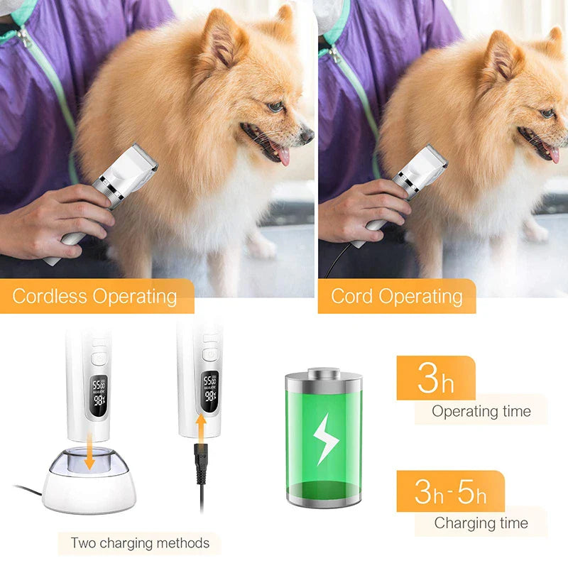 Cordless Dog Trimmer (LCD, Powerful)