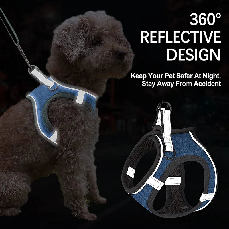 Reflective Step-In Dog Harness Leash Set