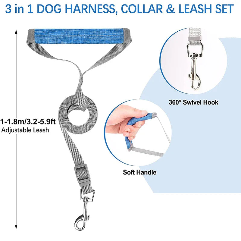 Reflective Step-In Dog Harness Leash Set