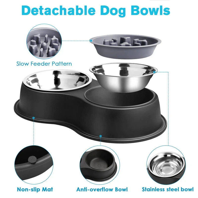 Stainless Steel Double Dog Bowls For Dogs and Cats