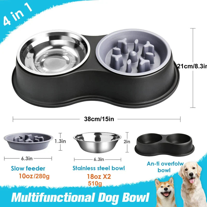 Stainless Steel Double Dog Bowls For Dogs and Cats