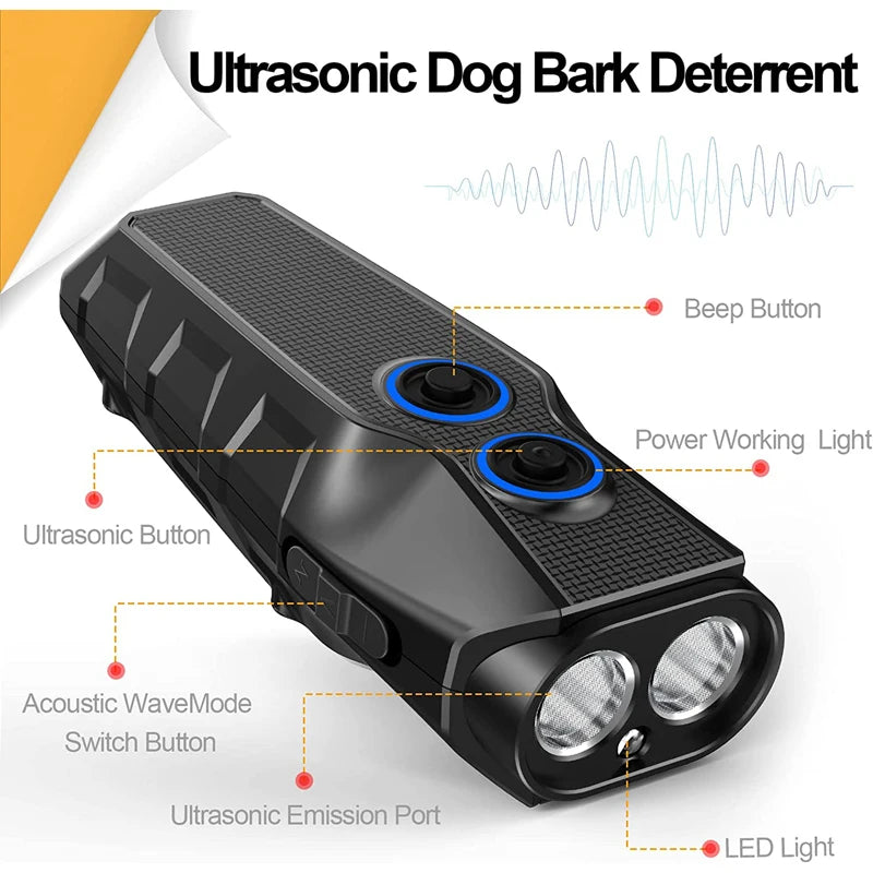 Ultrasonic Dog Repeller with LED Flashlight