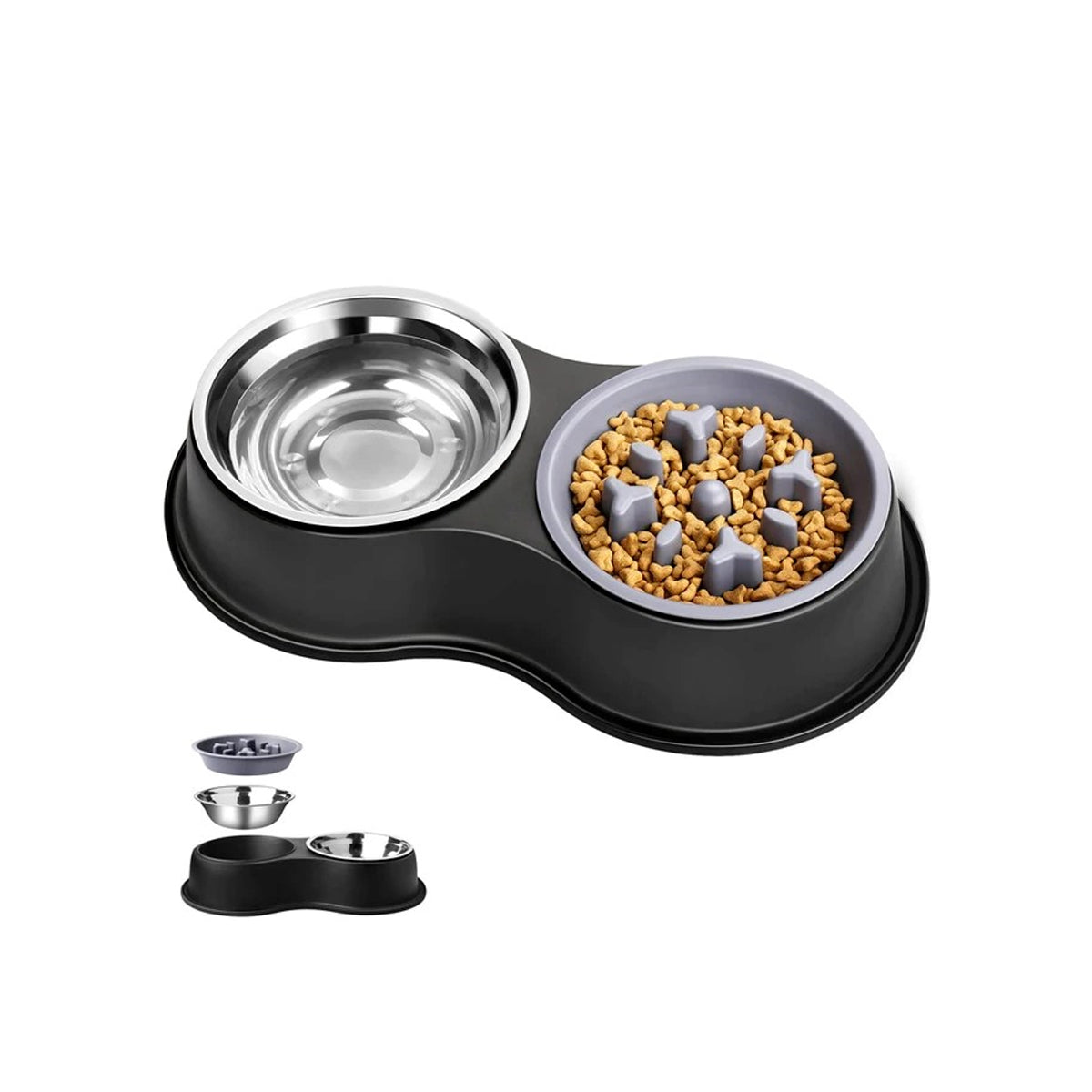 Stainless Steel Double Dog Bowls For Dogs and Cats